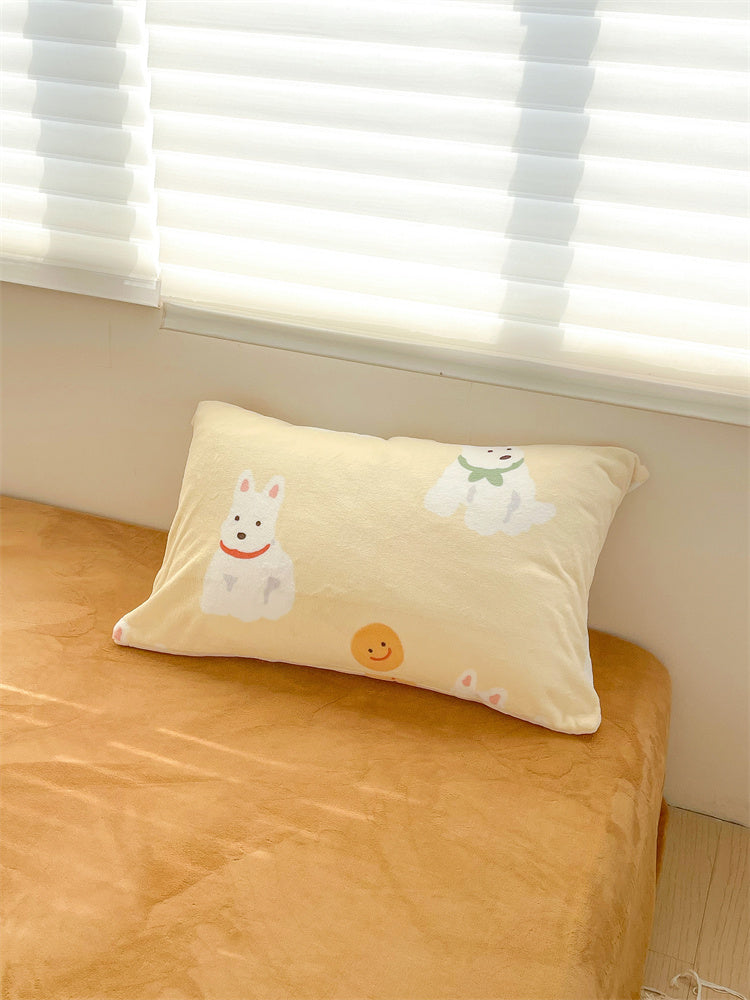 Dog Cream Velvet Pillowcase Plush Pillowcase Single Winter Cartoon Cute Animal