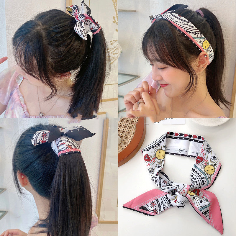 Retro Silk Scarf Headband Female Tying Hair