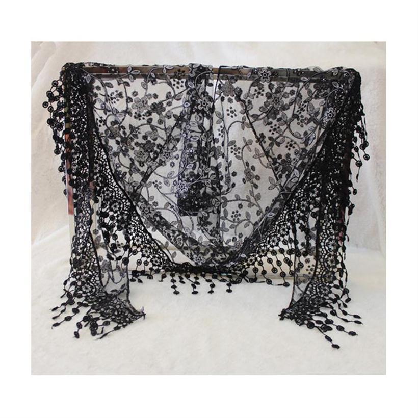 Fashion Hollow Lace Rose Burnt Triangle Silk Scarf