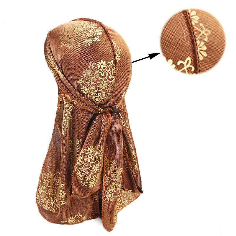 Bright silk cloth with ribbon package head cap