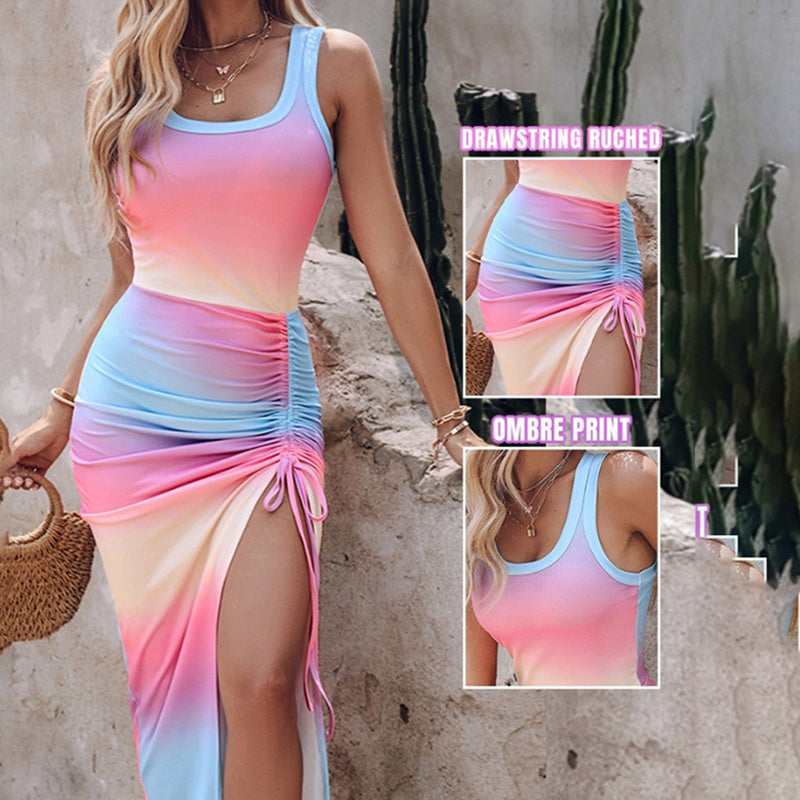 SunLuxe Ruched Tank Dress