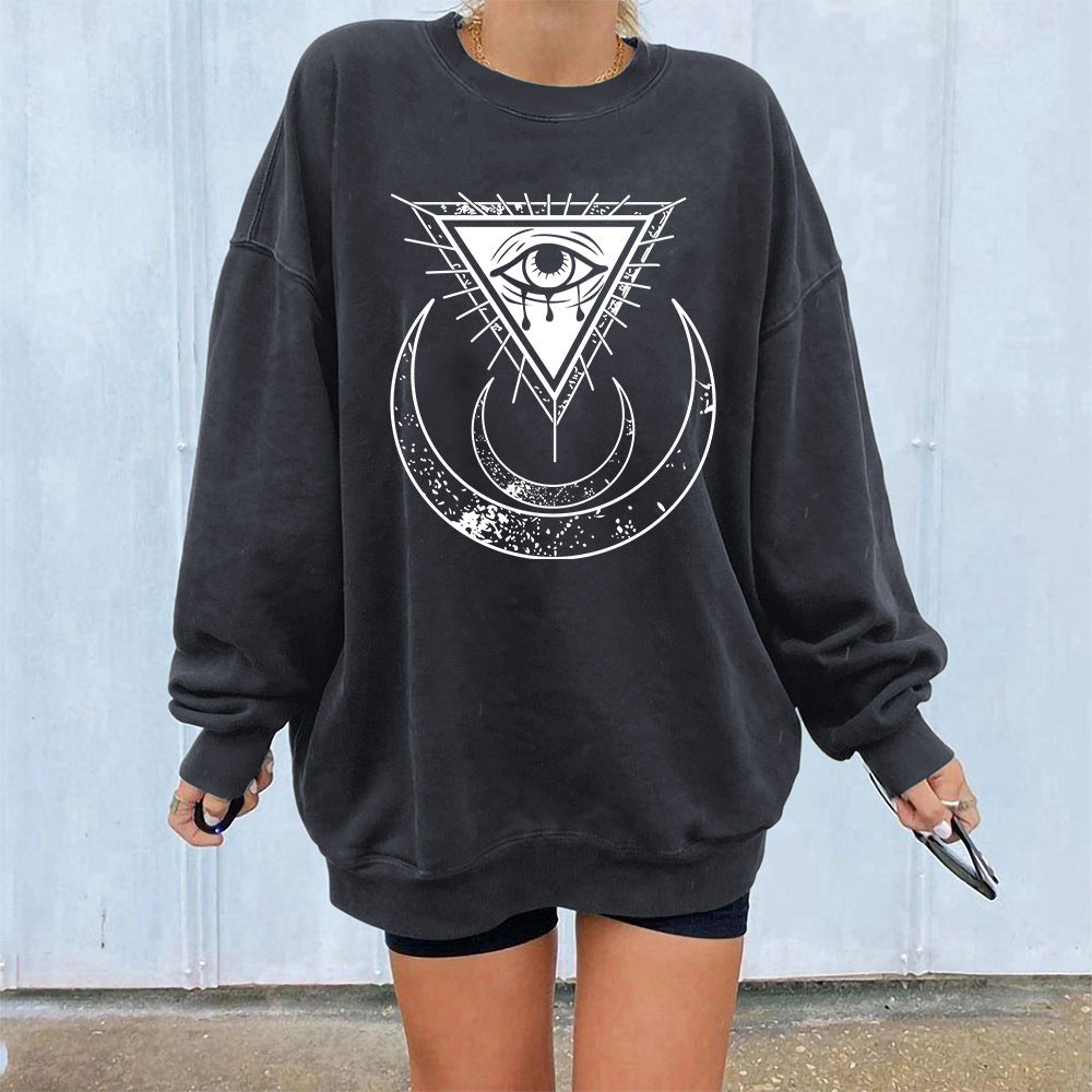 Moon's Third Eye Down Shoulder Fleece Sweater