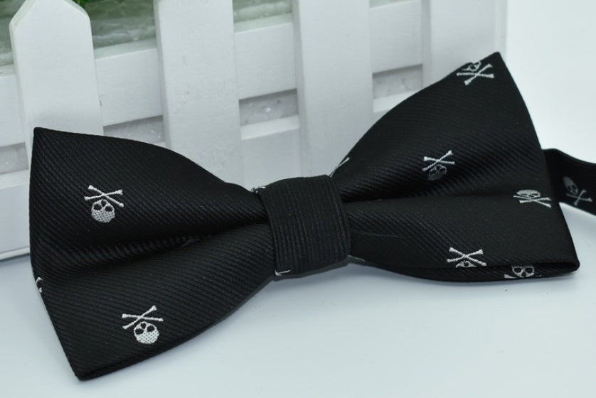 Men's Polyester Silk Bow Tie Skull Bowtie