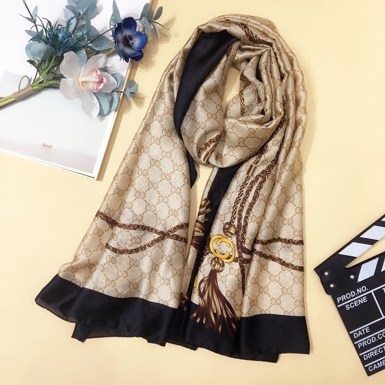 Silk Scarf Women's Spring and Autumn Long Silk With Shawl