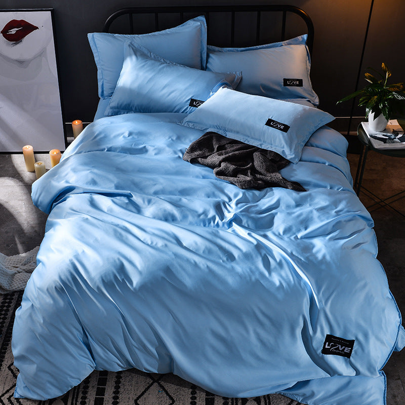 Simple washed cotton silk four piece set