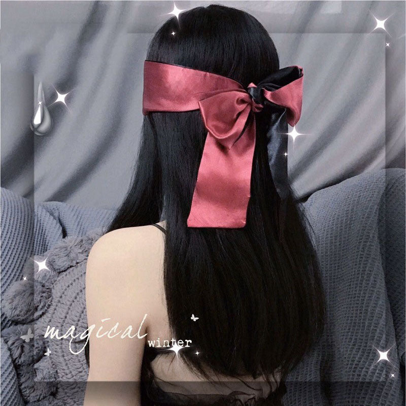 Black and red silk eye mask
