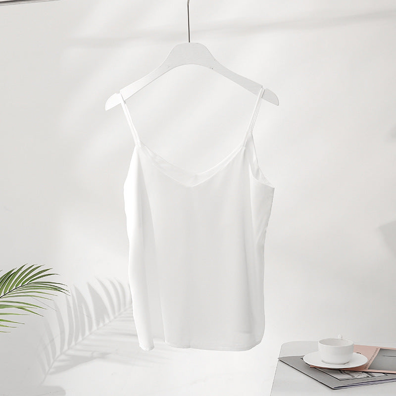 Super soft solid color satin silk camisole