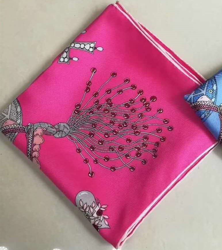 Screen Print Fuschia Silk Scarf
