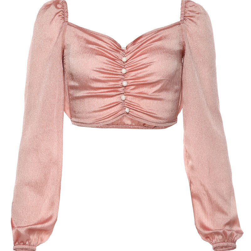 Temperament bright silk short t-shirt