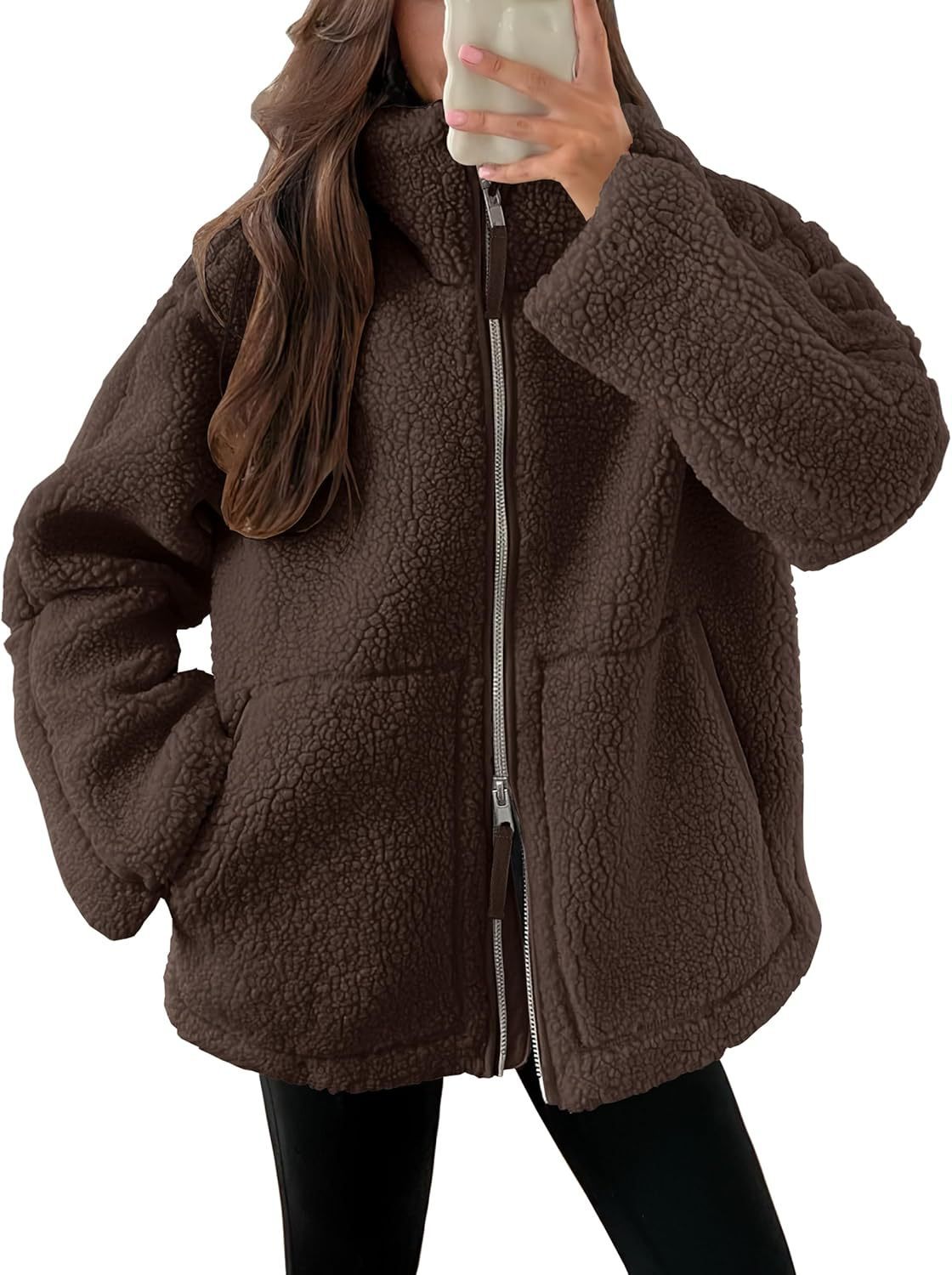 CozyLuxe Zip-Up Fleece Coat
