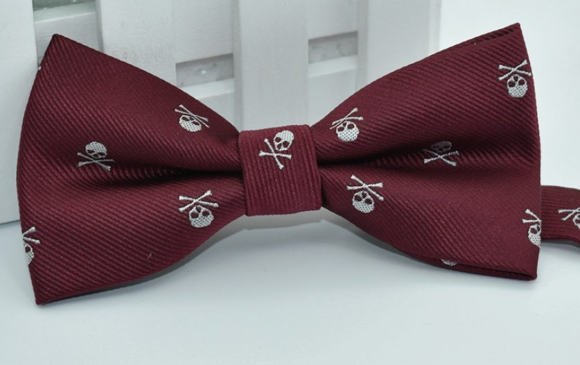 Men's Polyester Silk Bow Tie Skull Bowtie