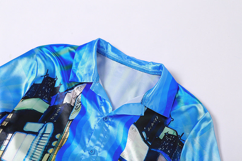 Silk Fashion Street Shoot 3D Digital Printing Shirt