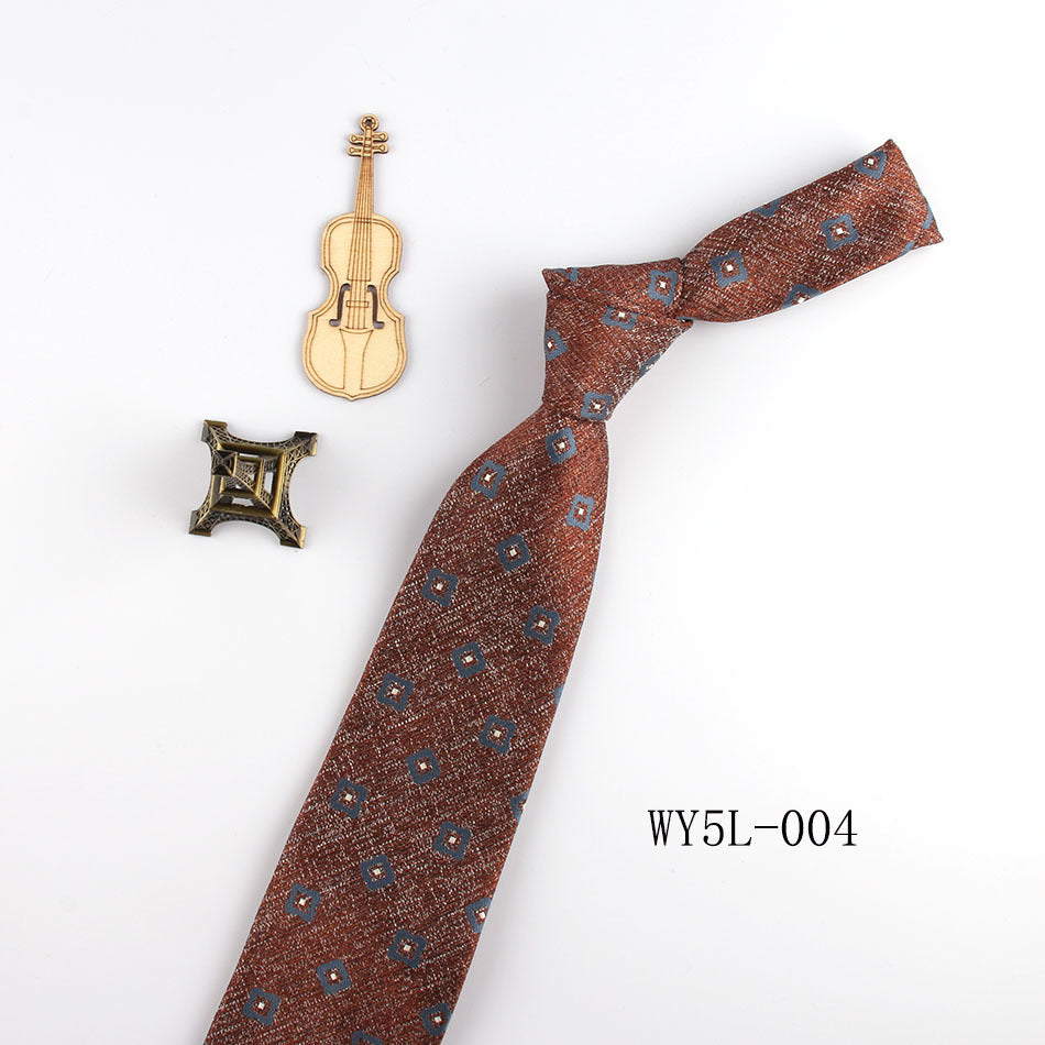 Business Clothing Tie Factory Wholesale Men's Trendy Striped Jacquard Polyester Silk Tie Work Workplace Amazon
