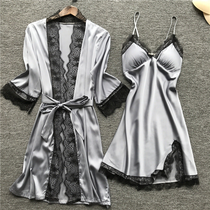 Silk pajama four piece set