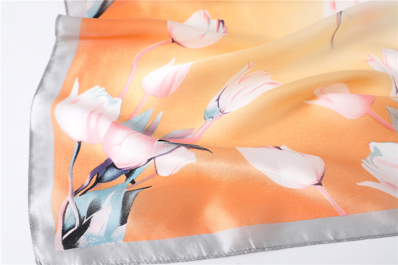 Floral fashion all-match silk scarf