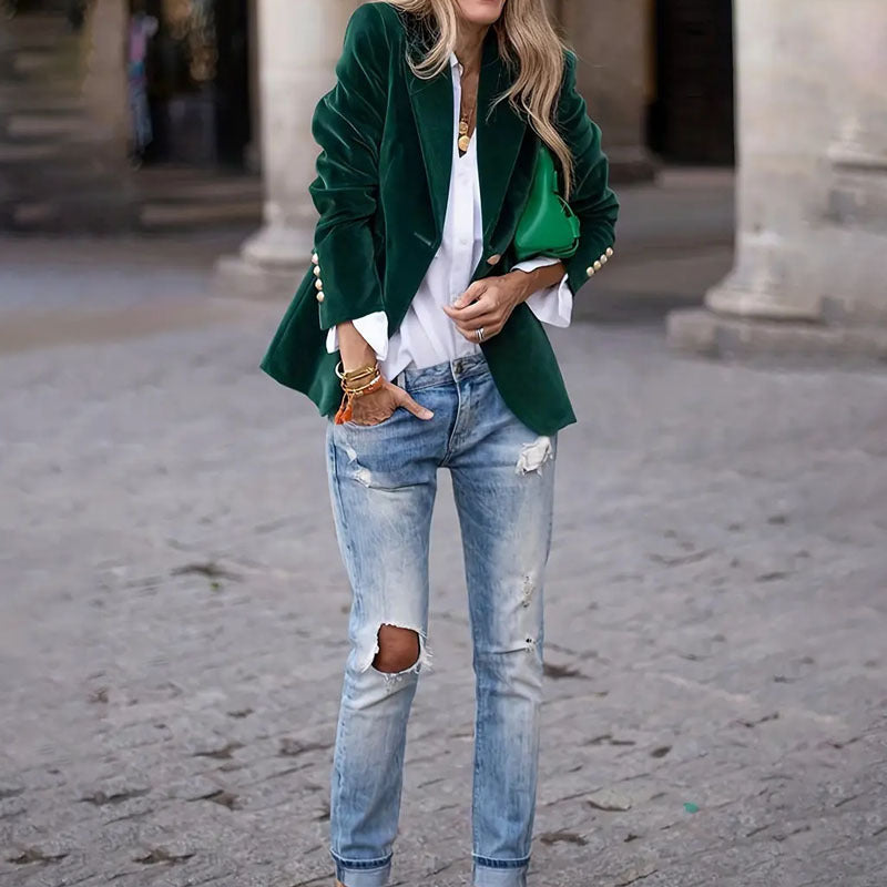 Veloura Gold Velvet Blazer
