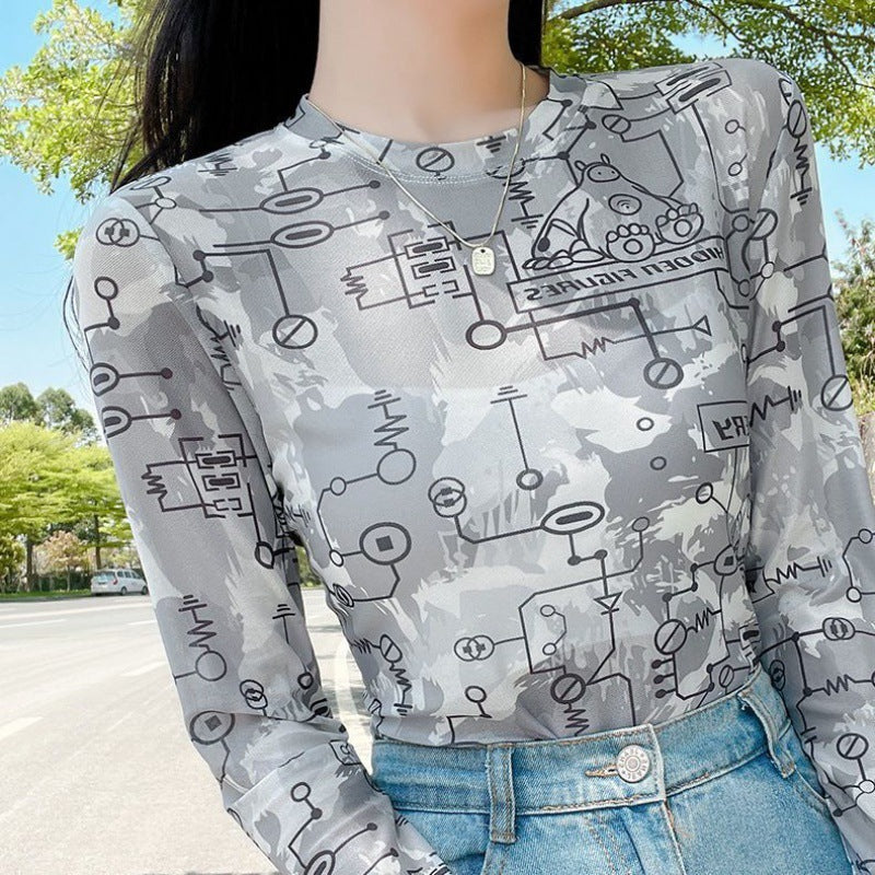 Summer Ice Silk Sunscreen Mesh Bottoming Shirt
