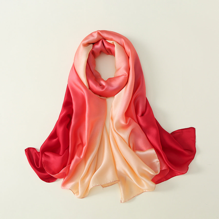 Gradient Silk Scarf Transition Color Lady