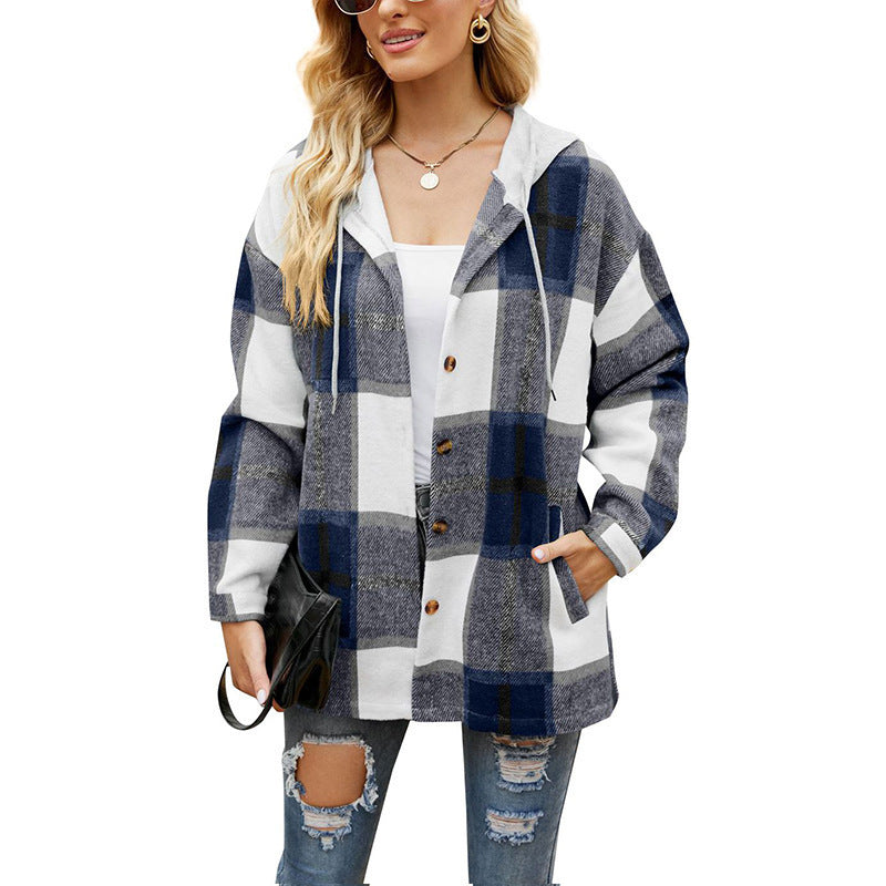 PlaidEase Hooded Coat Shirt
