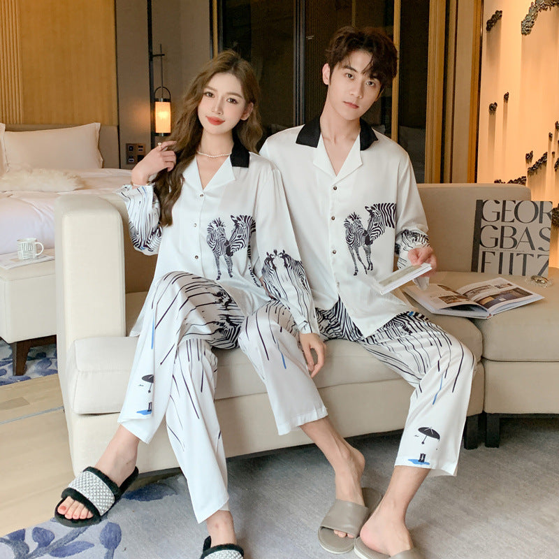 Ice Silk Printed Long Sleeved Pants