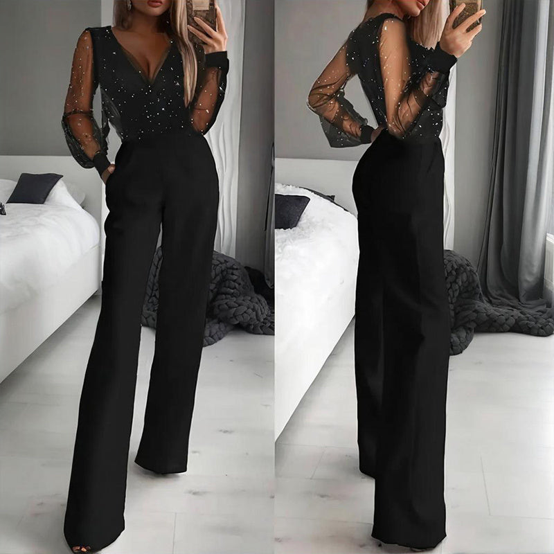 LumiVee™ Sequin Tulle Jumpsuit