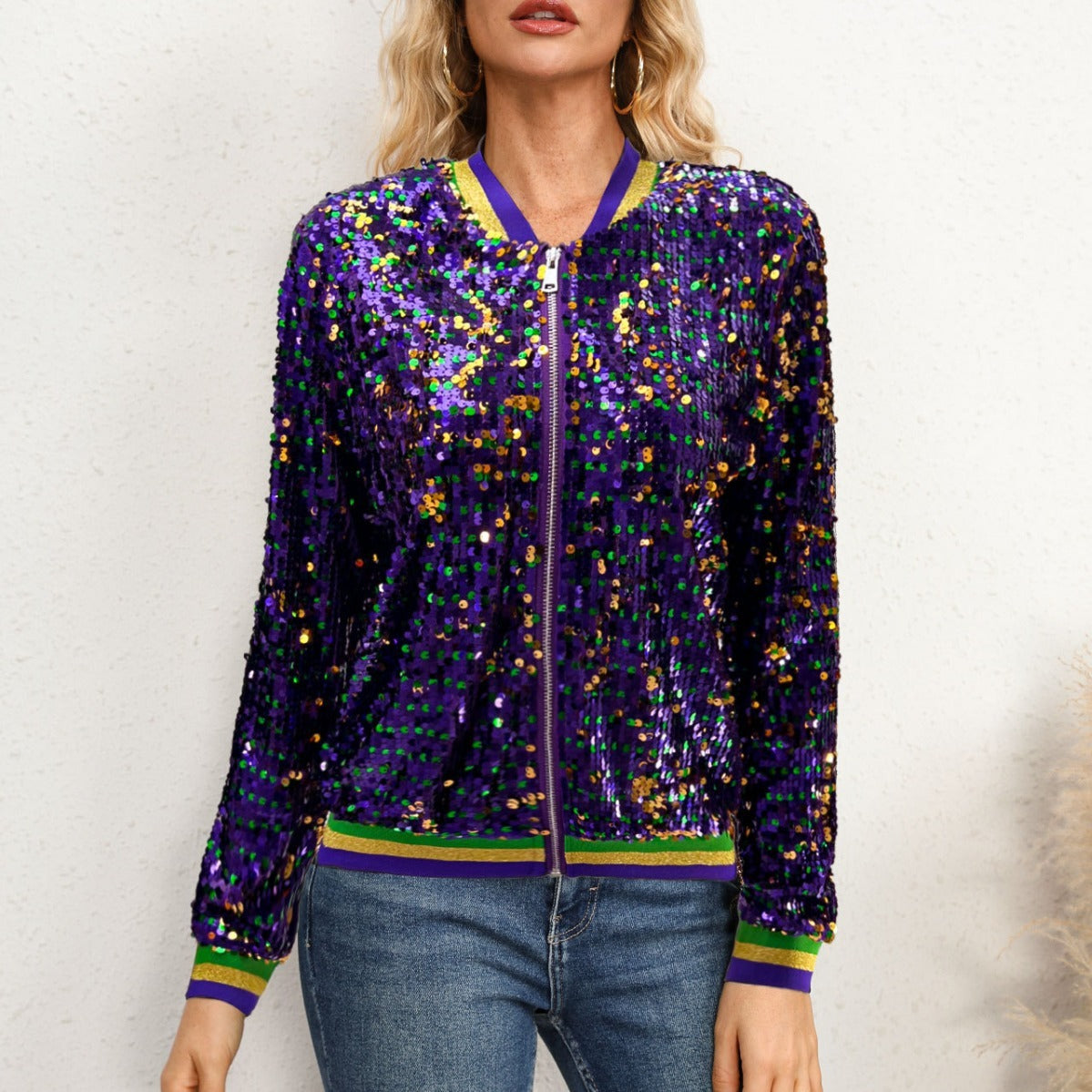 GlamLeague Sequin Baseball Jacket