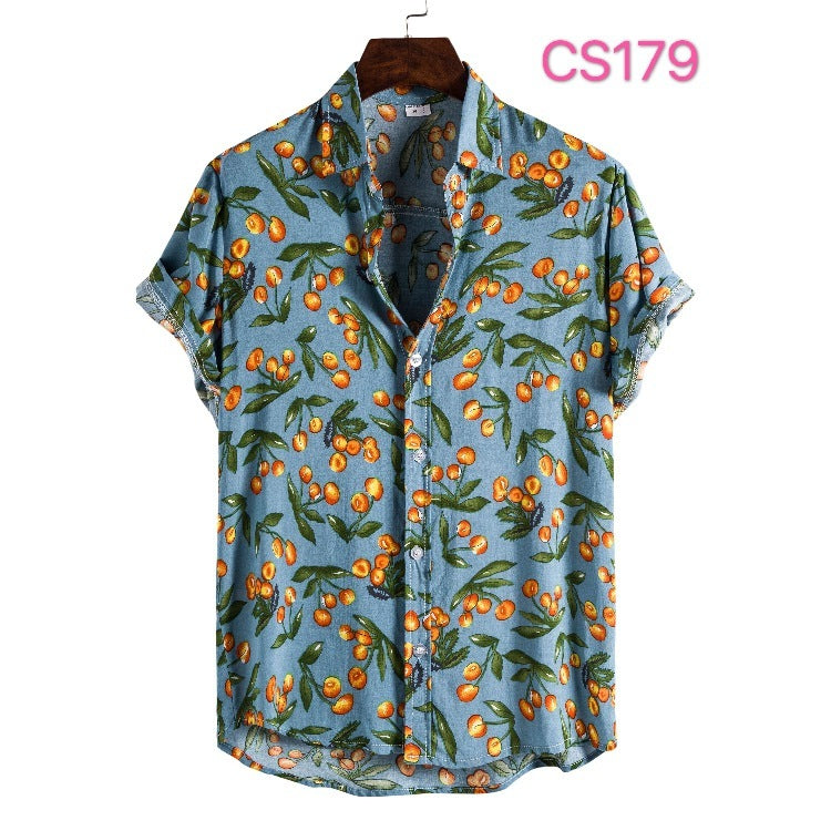 Style Silk Cotton Short-sleeved Lapel Shirt