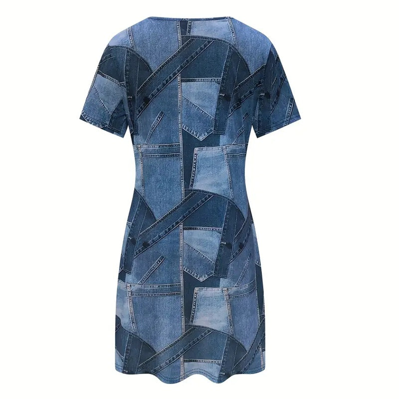 : Indigo Bloom Plus Denim Dress