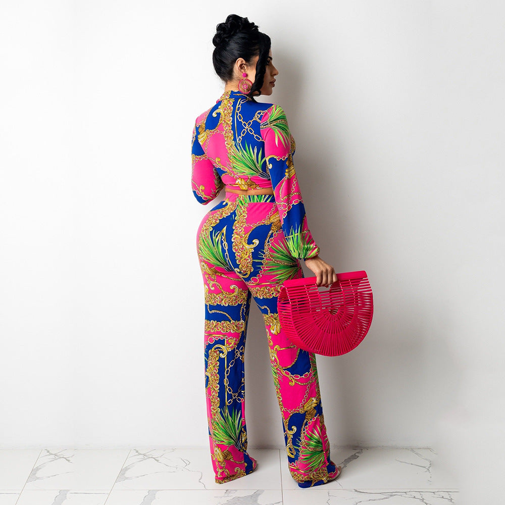 Sports And Leisure Milk Silk Printing Two-Piece Suit