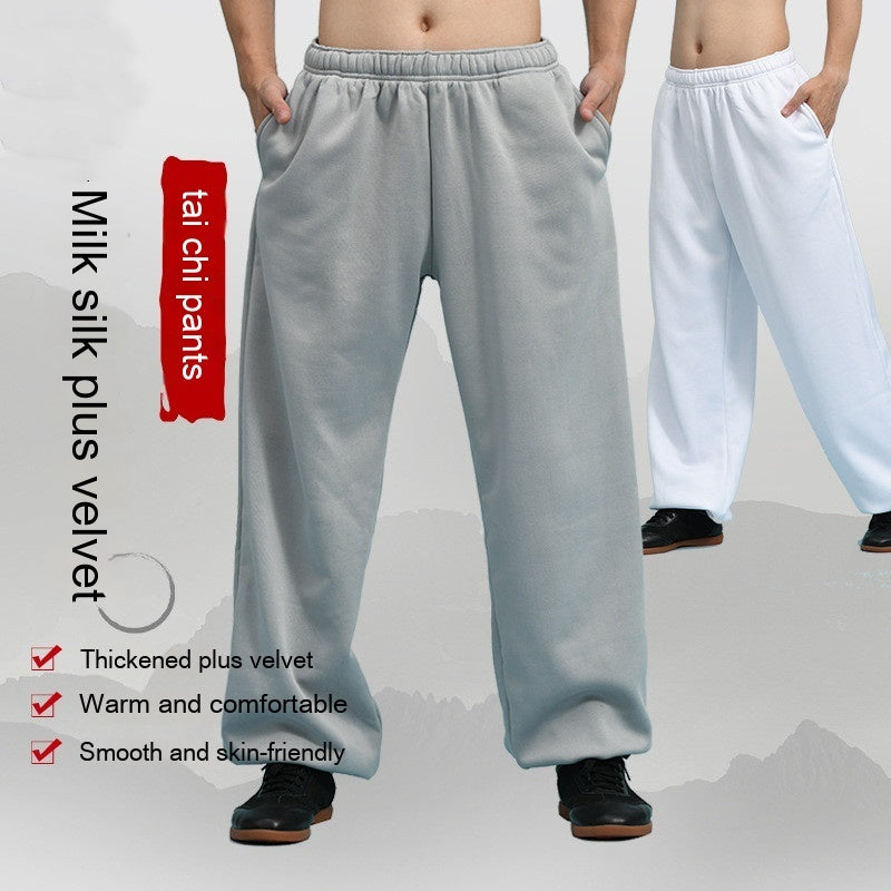Unisex Thickened Fleece-lined Modal Milk Silk Practice Pants