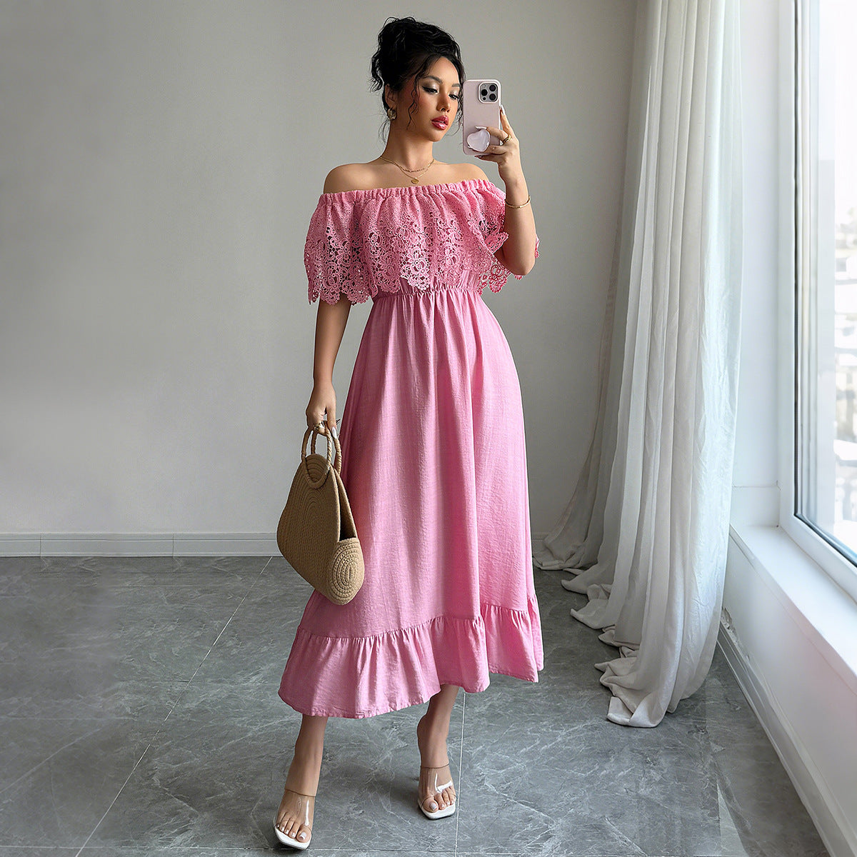 Elegancia Off-Shoulder A-Line Dress