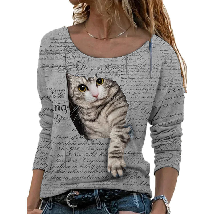 Women's Animal Pattern Long Sleeve T-shirt Women's Undercoat