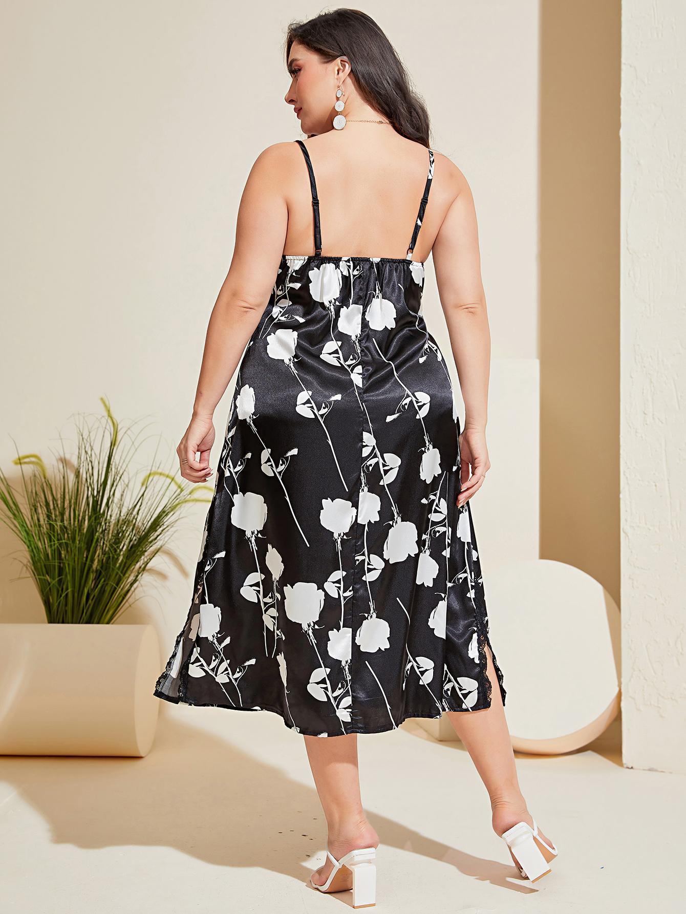 Plus Size Female Summer Silk Ice Slip Nightdress
