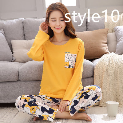 Milk Silk Cartoon Long-sleeved Trousers Ladies Home Service Suit
