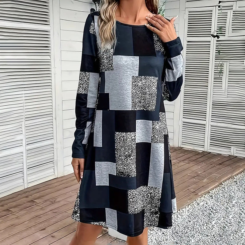 Veridia Print Long Sleeve Dress