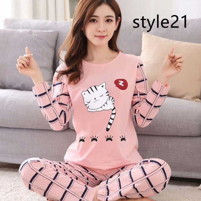 Milk Silk Cartoon Long-sleeved Trousers Ladies Home Service Suit