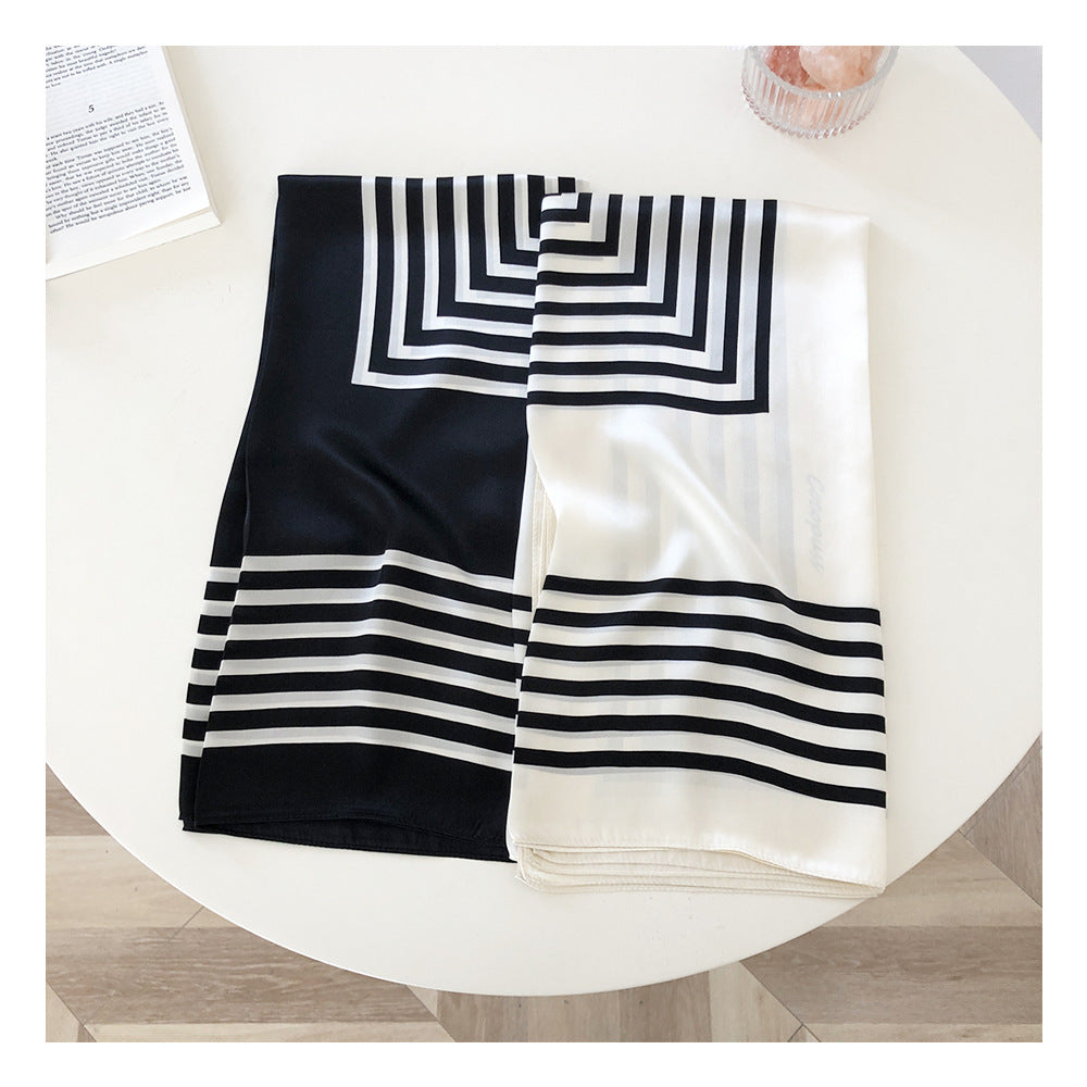 Fashion Simple Striped Silk Lady Scarf Shawl