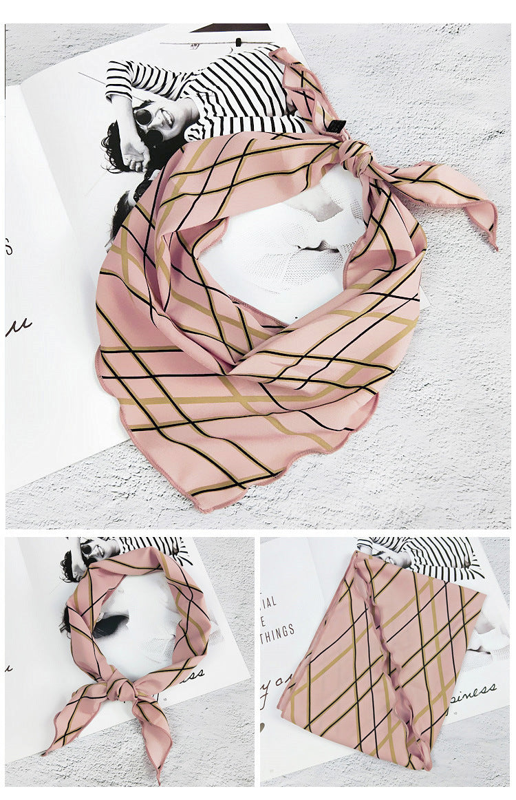 Decorative Printed Triangle Small Silk Scarf