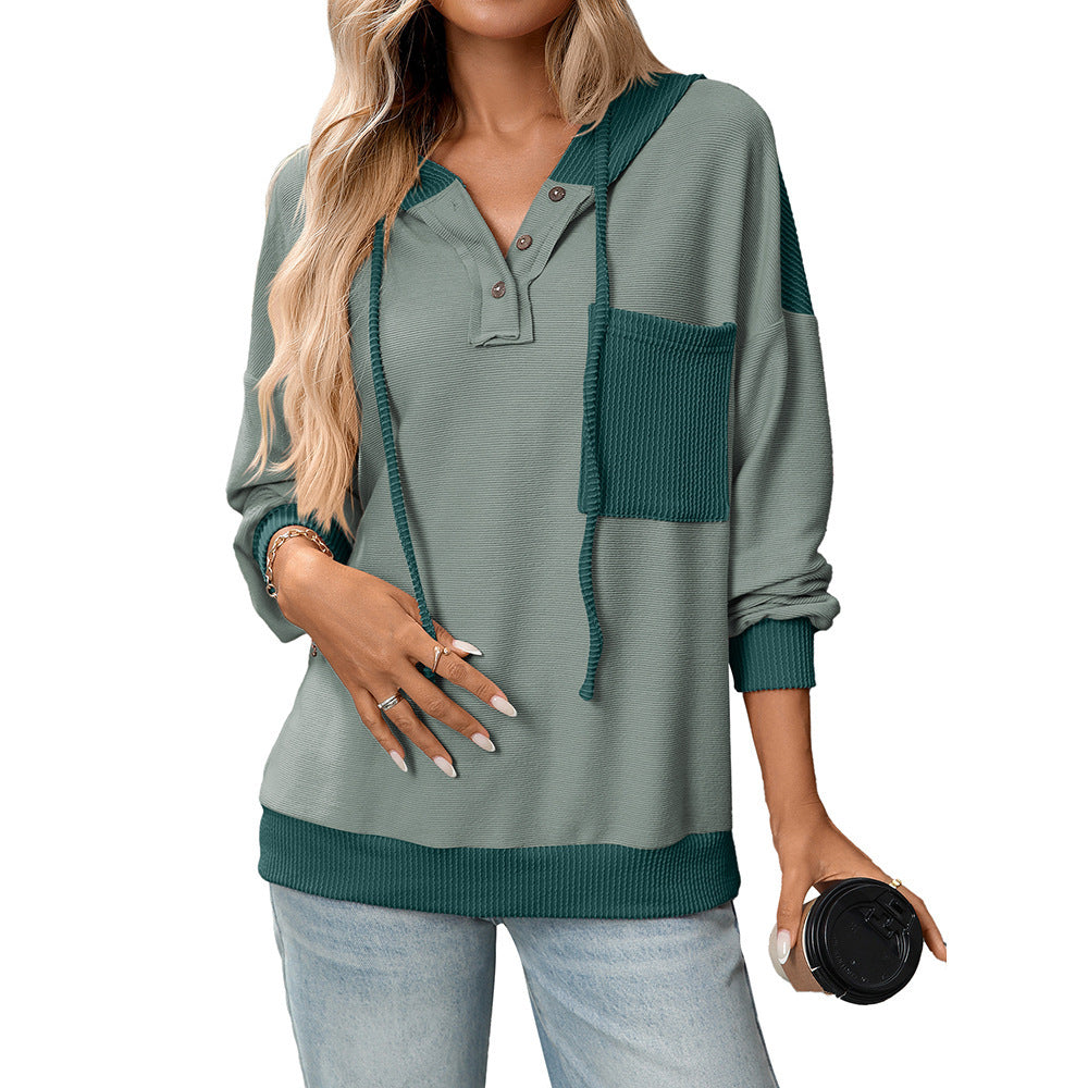 TwistAura Contrast Hooded Sweater