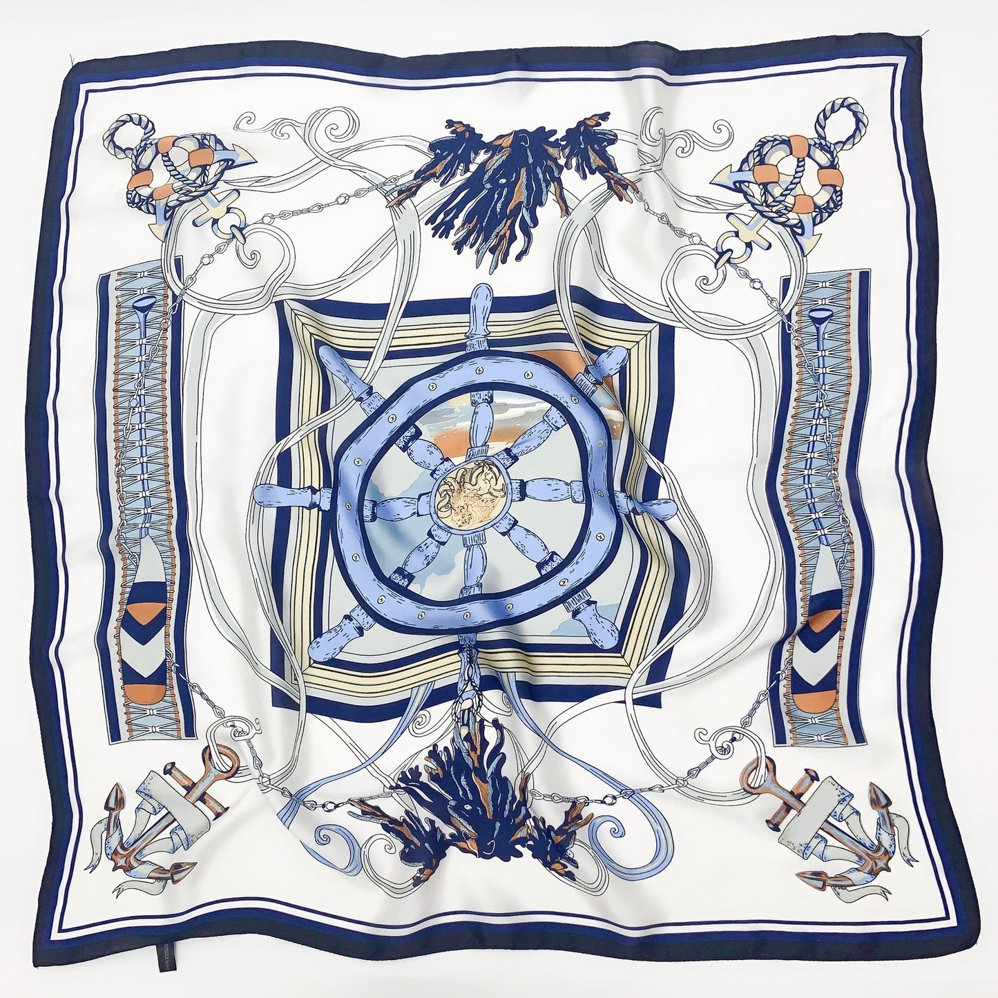 Sun shading printed silk scarf