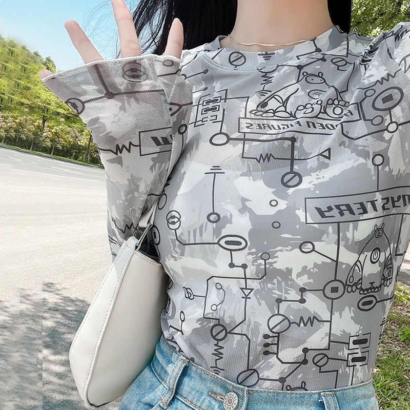 Summer Ice Silk Sunscreen Mesh Bottoming Shirt