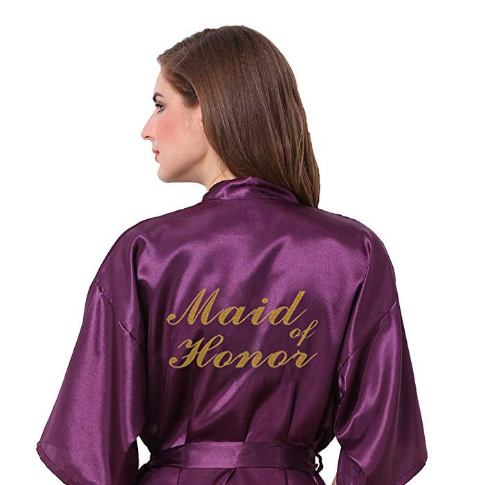 Morning gown embroidered silk cardigan