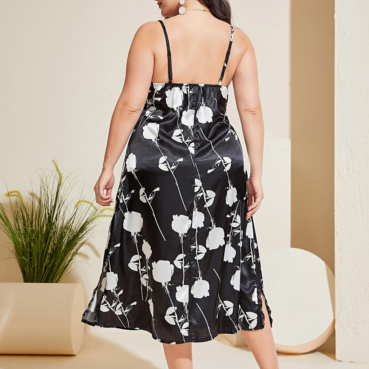 Plus Size Female Summer Silk Ice Slip Nightdress