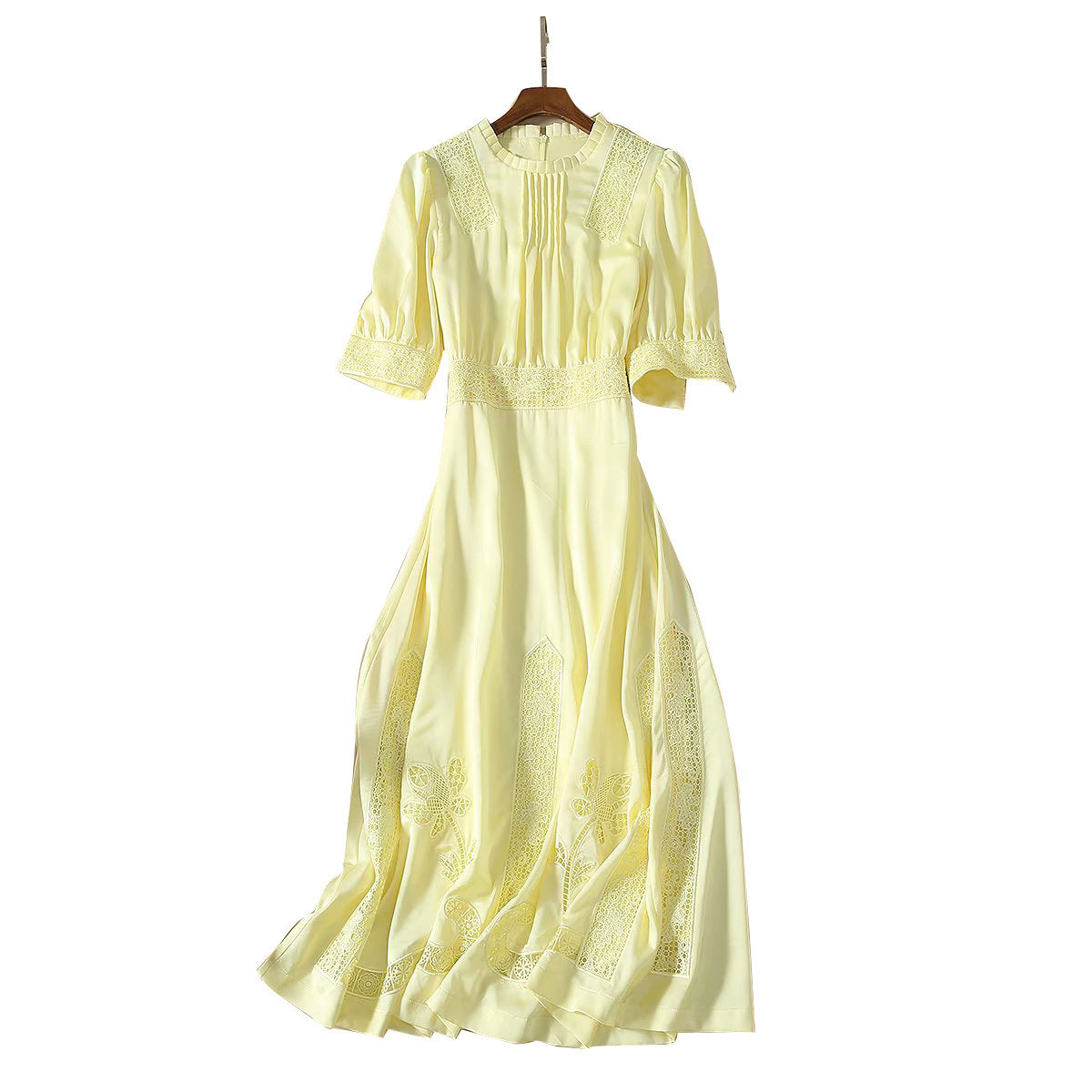 Silk satin heavy embroidery dress