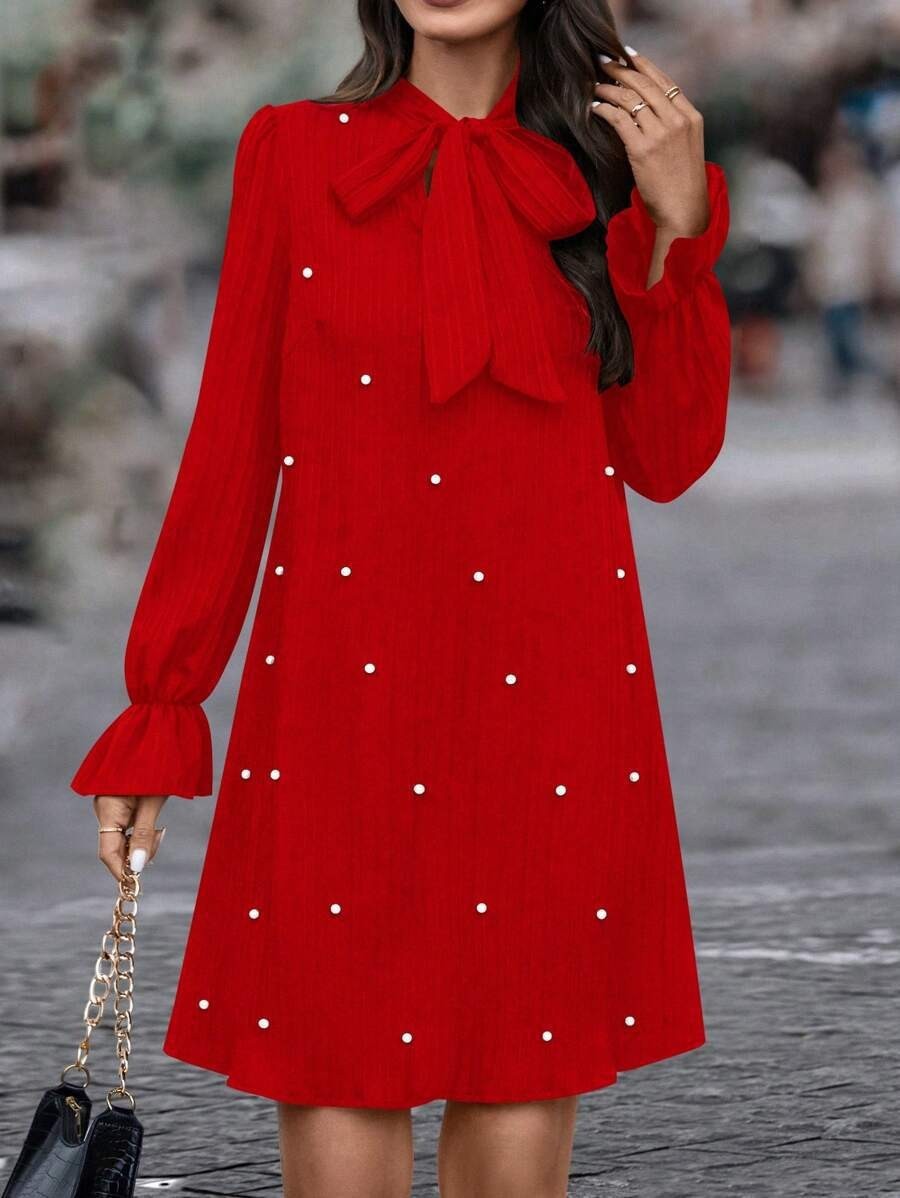 The Amelisse Pearl-Tie Dress