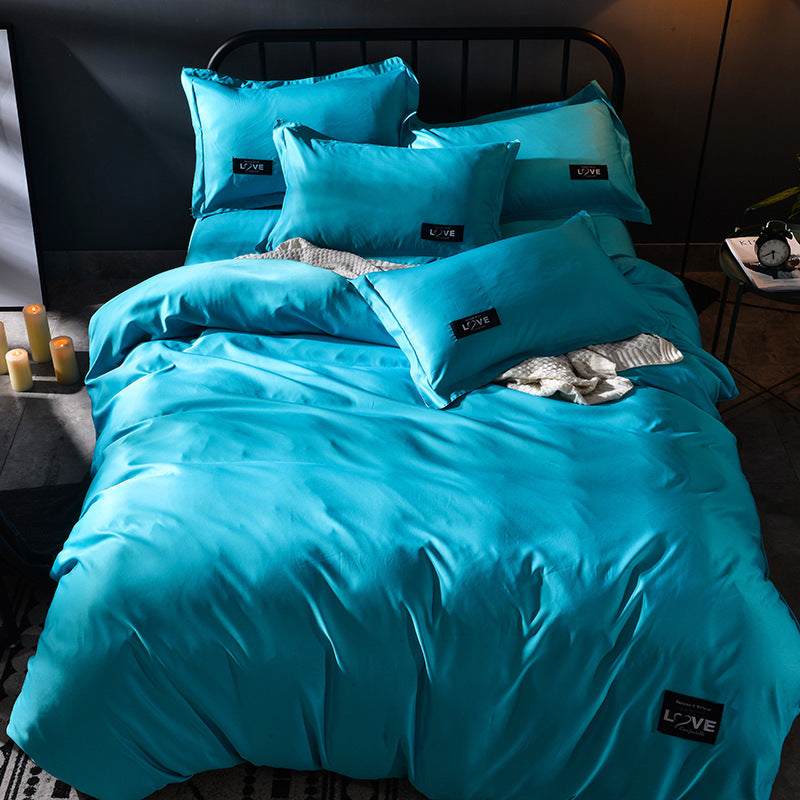 Simple washed cotton silk four piece set