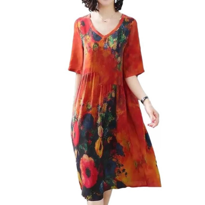 Printed silk dress