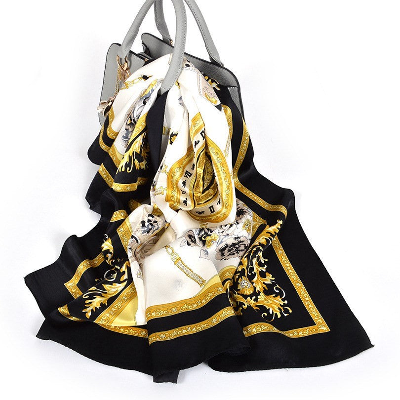 Wild Western Style Plain Crepe Satin Square Silk Scarf