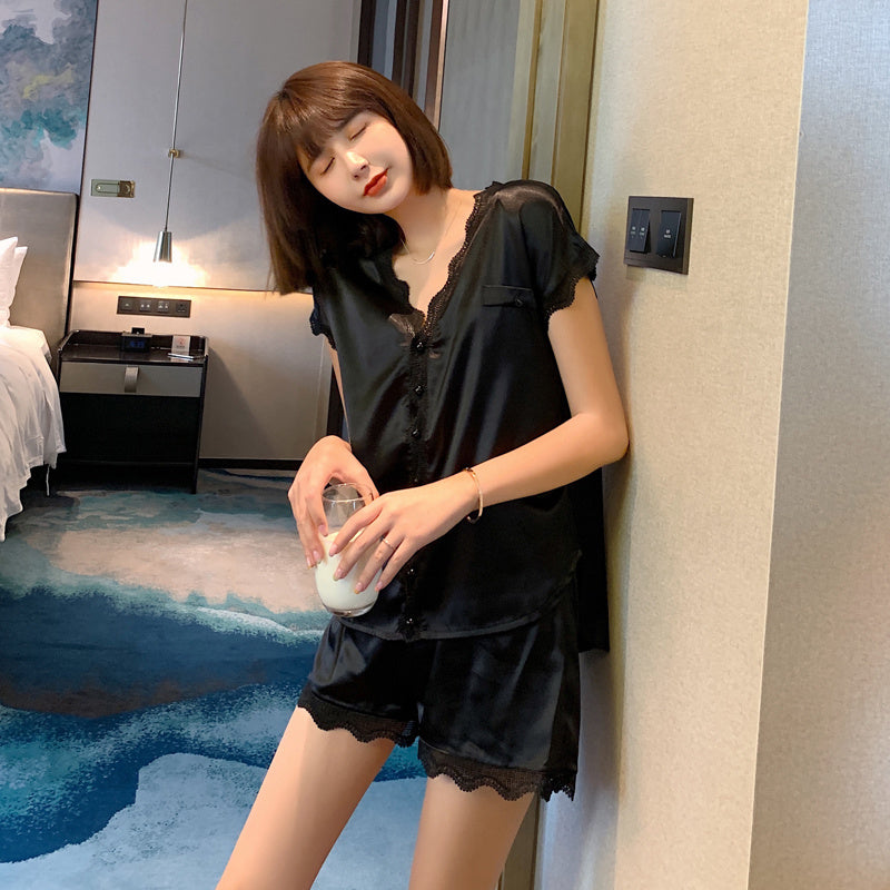 Summer ice silk thin lace women's pajamas