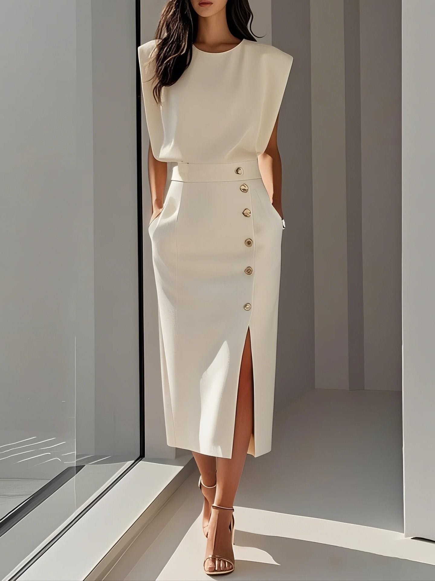 Solmira MetalSplit Midi Dress